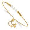Sterling Silver Gold-plt Polished FWC Pearls Adjustable Bracelet - 0