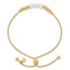 Sterling Silver Gold-plt Polished FWC Pearls Adjustable Bracelet - 1