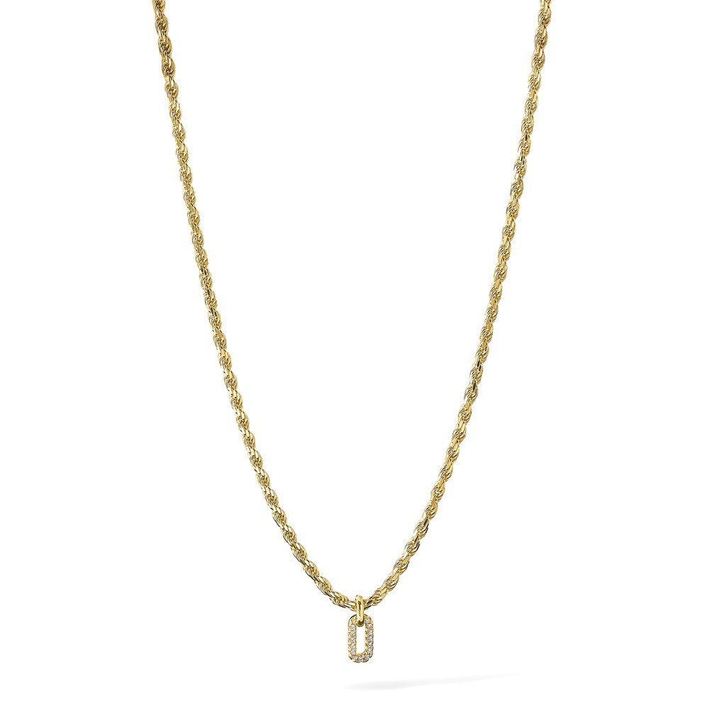 Sterling Silver Gold-plt Polished CZ Pendant w/1.5in ext. Necklace - 4 Sterling Silver Gold-plt Polished CZ Pendant w/1.5in ext. Necklace - 4