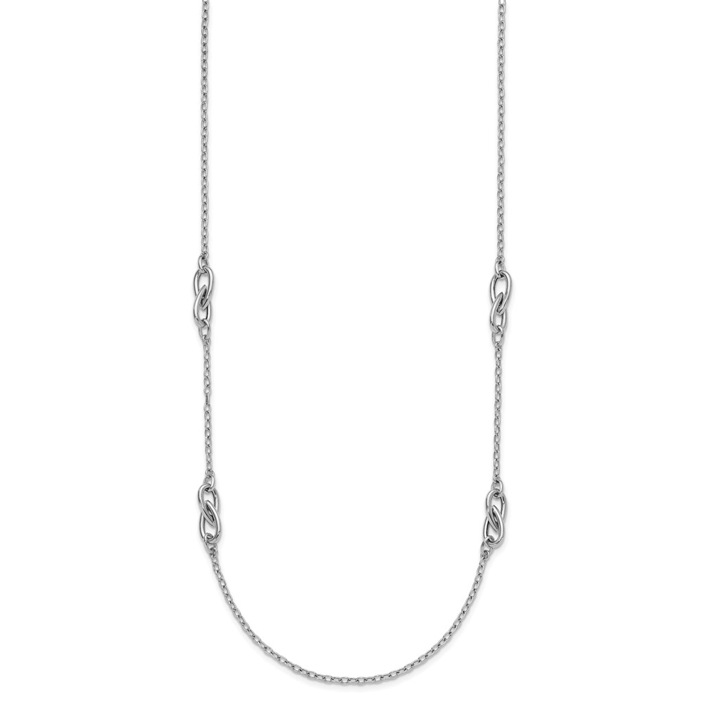 Sterling Silver RH-plate Polish Fancy Link w/2in ext. Necklace - 1