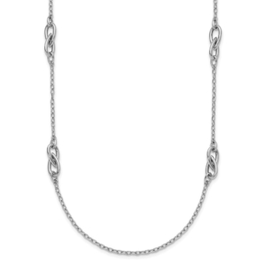 Sterling Silver RH-plate Polish Fancy Link w/2in ext. Necklace - 0