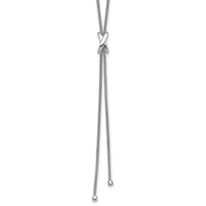 SS Rhodium-plated Polished X Lariat w/ 2in Ext. Necklace - 0