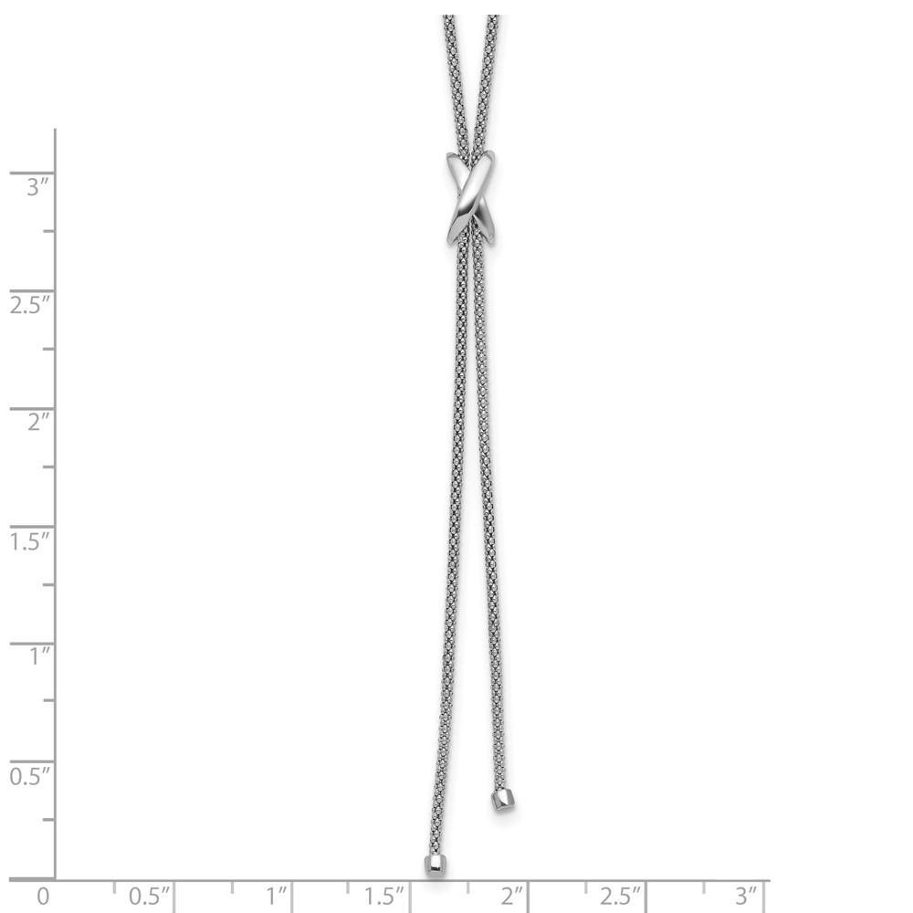 SS Rhodium-plated Polished X Lariat w/ 2in Ext. Necklace - 4