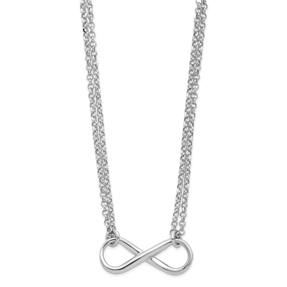 Sterling Silver RH-plated Polished Infinity Symbol Necklace - 1