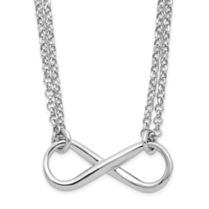 Sterling Silver RH-plated Polished Infinity Symbol Necklace - 0
