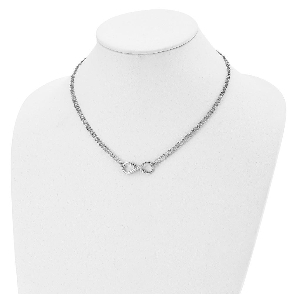 Sterling Silver RH-plated Polished Infinity Symbol Necklace - 2