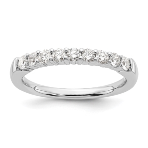 14k White Gold 1/2 carat Lab Grown Diamond VS/SI+ G+ Nine Stone Complete Fashion band - 0