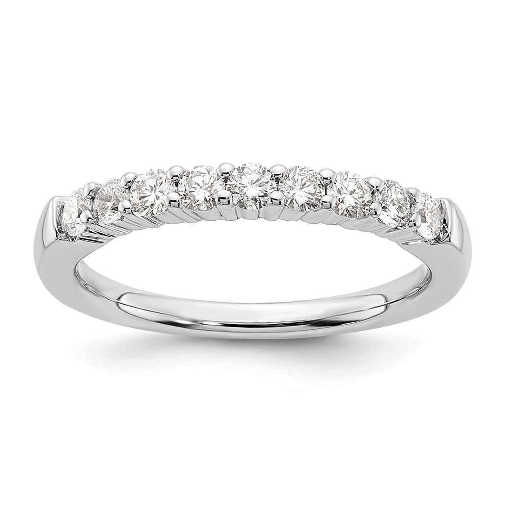 14k White Gold 1/2 carat Lab Grown Diamond VS/SI+ G+ Nine Stone Complete Fashion band - 0