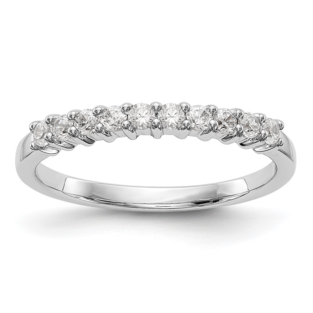 14k White Gold 1 carat Lab Grown Diamond VS/SI+ G+ Ten Stone Complete Fashion band - 0