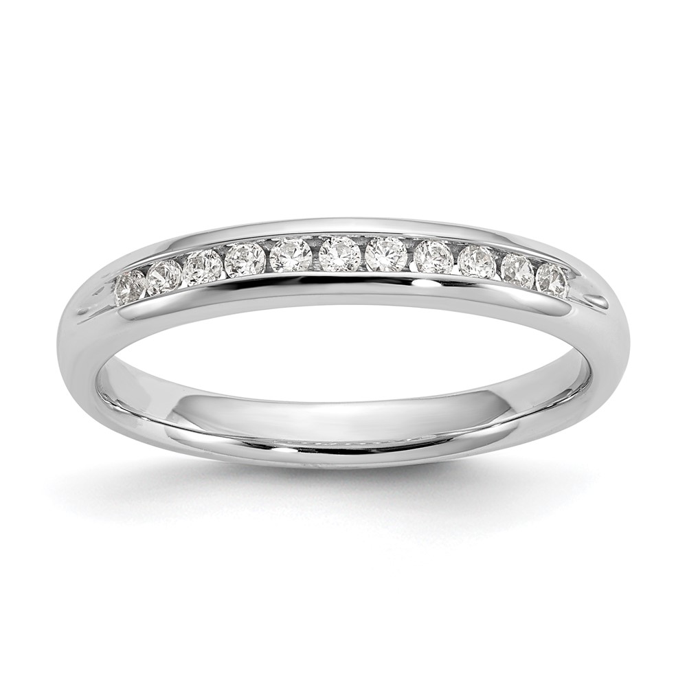 14K White Gold Lab Grown VS/SI FGH Dia 11-Stone Channel Band - 0