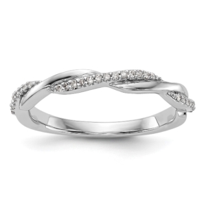 14k White Gold 1/8 carat Lab Grown Diamond VS/SI+ G+ Complete Twist Band - 0