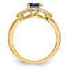 14k 1/10 carat Lab Grown Diamond VS/SI+ G+ and Lab Created Blue Sapphire Complete Ring - 1