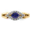 14k 1/10 carat Lab Grown Diamond VS/SI+ G+ and Lab Created Blue Sapphire Complete Ring - 3