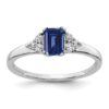 14k White Gold 1/6 carat Lab Grown Diamond VS/SI+ G+ and Lab Created Blue Sapphire Complete Ring - 0