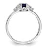 14k White Gold 1/6 carat Lab Grown Diamond VS/SI+ G+ and Lab Created Blue Sapphire Complete Ring - 1