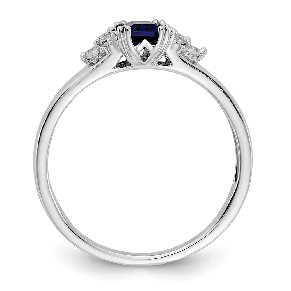 14k White Gold 1/6 carat Lab Grown Diamond VS/SI+ G+ and Lab Created Blue Sapphire Complete Ring - 1