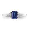 14k White Gold 1/6 carat Lab Grown Diamond VS/SI+ G+ and Lab Created Blue Sapphire Complete Ring - 3