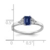14k White Gold 1/6 carat Lab Grown Diamond VS/SI+ G+ and Lab Created Blue Sapphire Complete Ring - 4