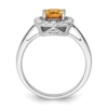 14k White Gold 1/4 carat Lab Grown Diamond VS/SI+ G+ November Birthstone Citrine Halo Ring - 1