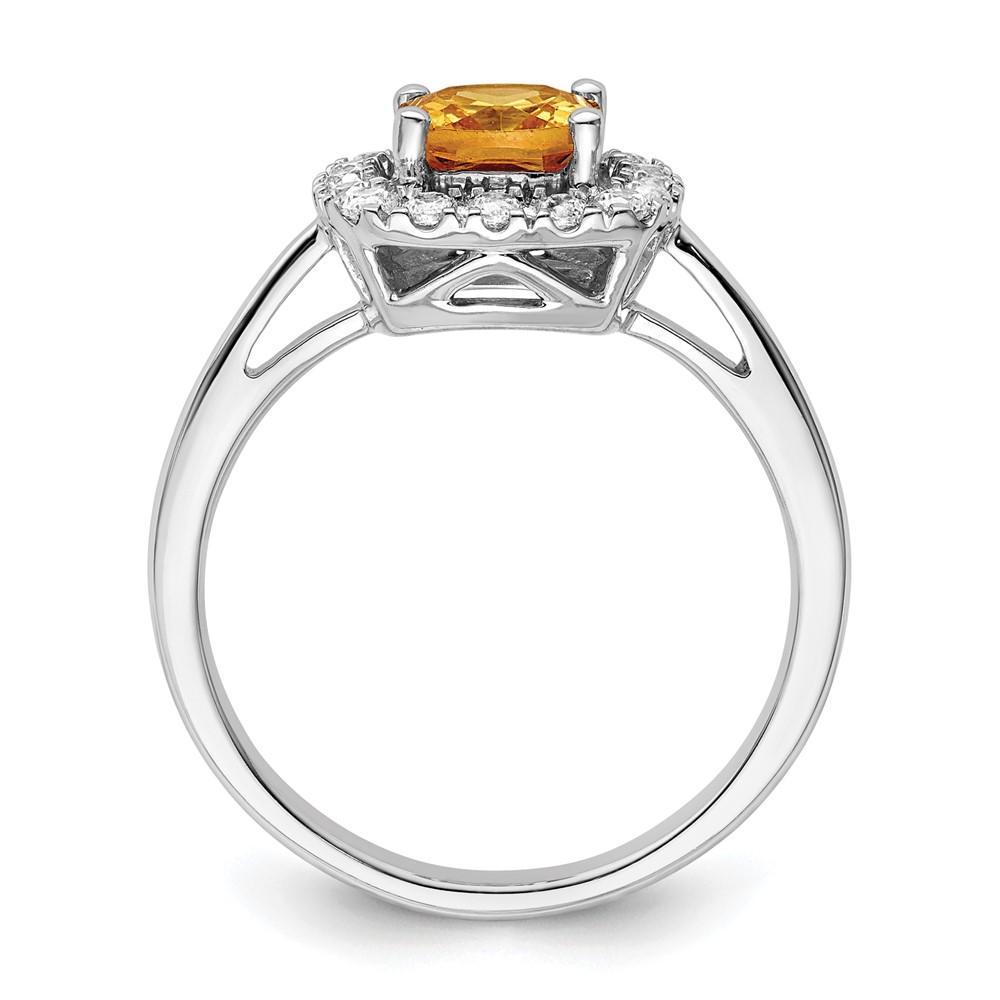 14k White Gold 1/4 carat Lab Grown Diamond VS/SI+ G+ November Birthstone Citrine Halo Ring - 1