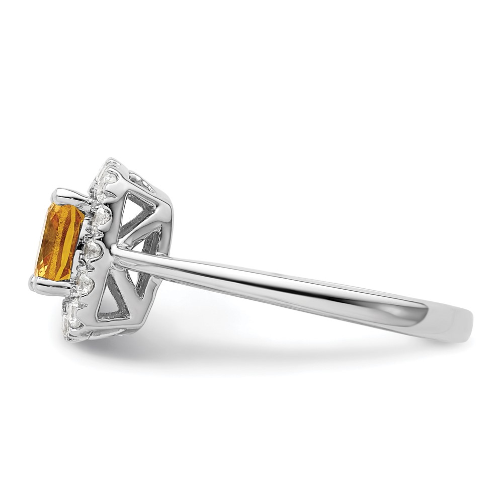 14k White Gold 1/4 carat Lab Grown Diamond VS/SI+ G+ November Birthstone Citrine Halo Ring - 2