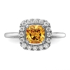 14k White Gold 1/4 carat Lab Grown Diamond VS/SI+ G+ November Birthstone Citrine Halo Ring - 3