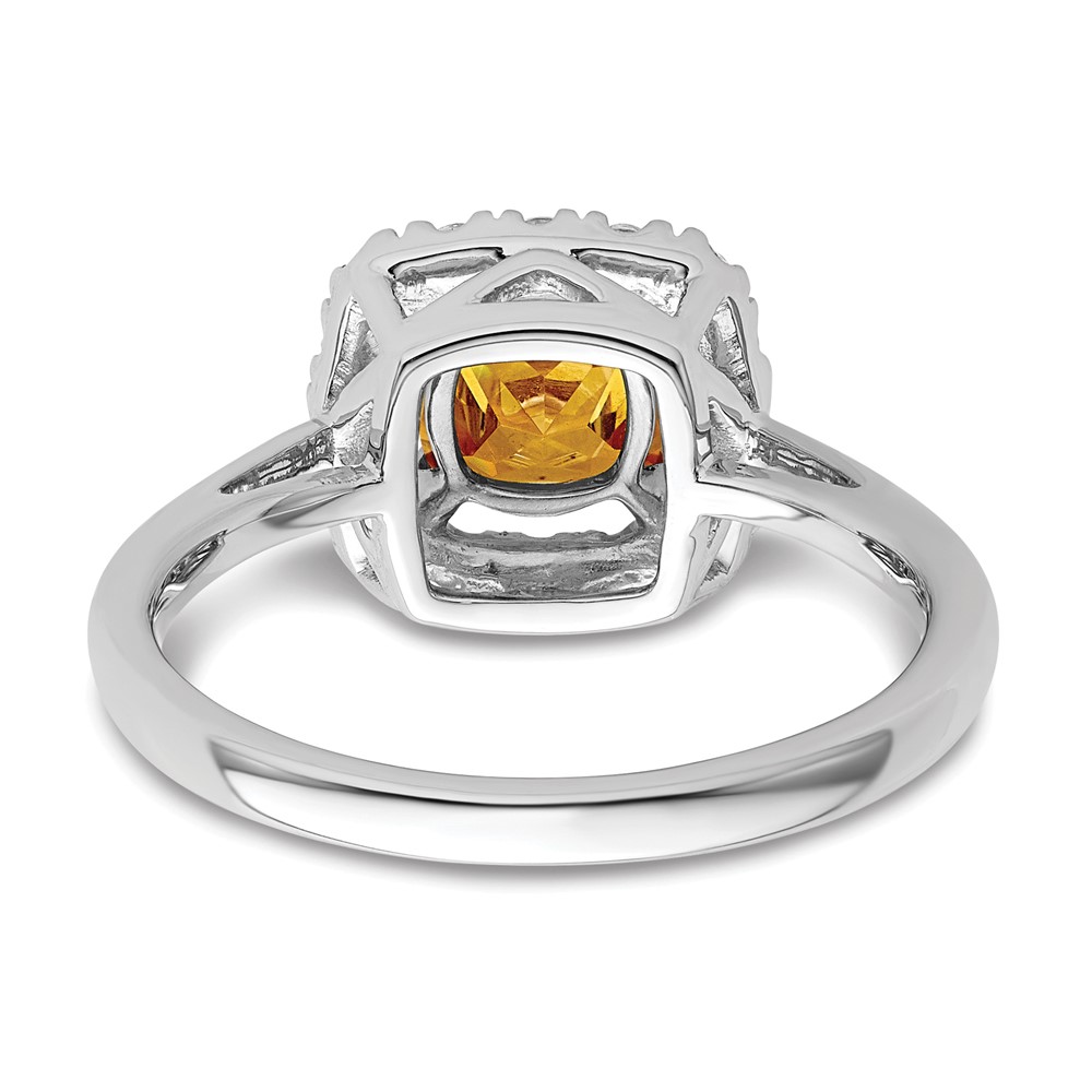 14k White Gold 1/4 carat Lab Grown Diamond VS/SI+ G+ November Birthstone Citrine Halo Ring - 4