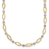 14K Two-Tone Fancy Oval Link and Mirror Bead 18 inch Necklace - 0