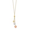 14k Tri-color Three Puffed Hearts 16 inch Lariat Necklace Plus 2 inch Extender - 1