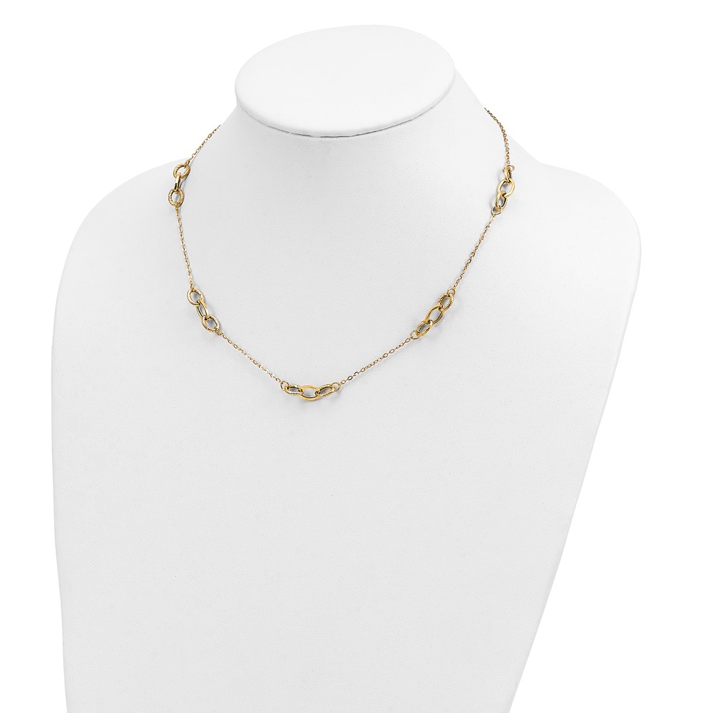 14k Polished Fancy Linked Ovals 5-Station 18 inch Necklace - 3