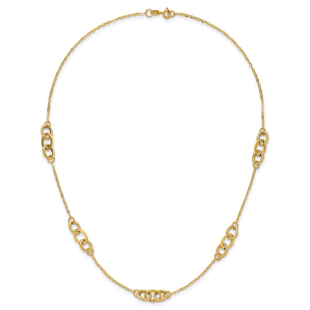 14k Polished Fancy Linked Ovals 5-Station 18 inch Necklace - 4