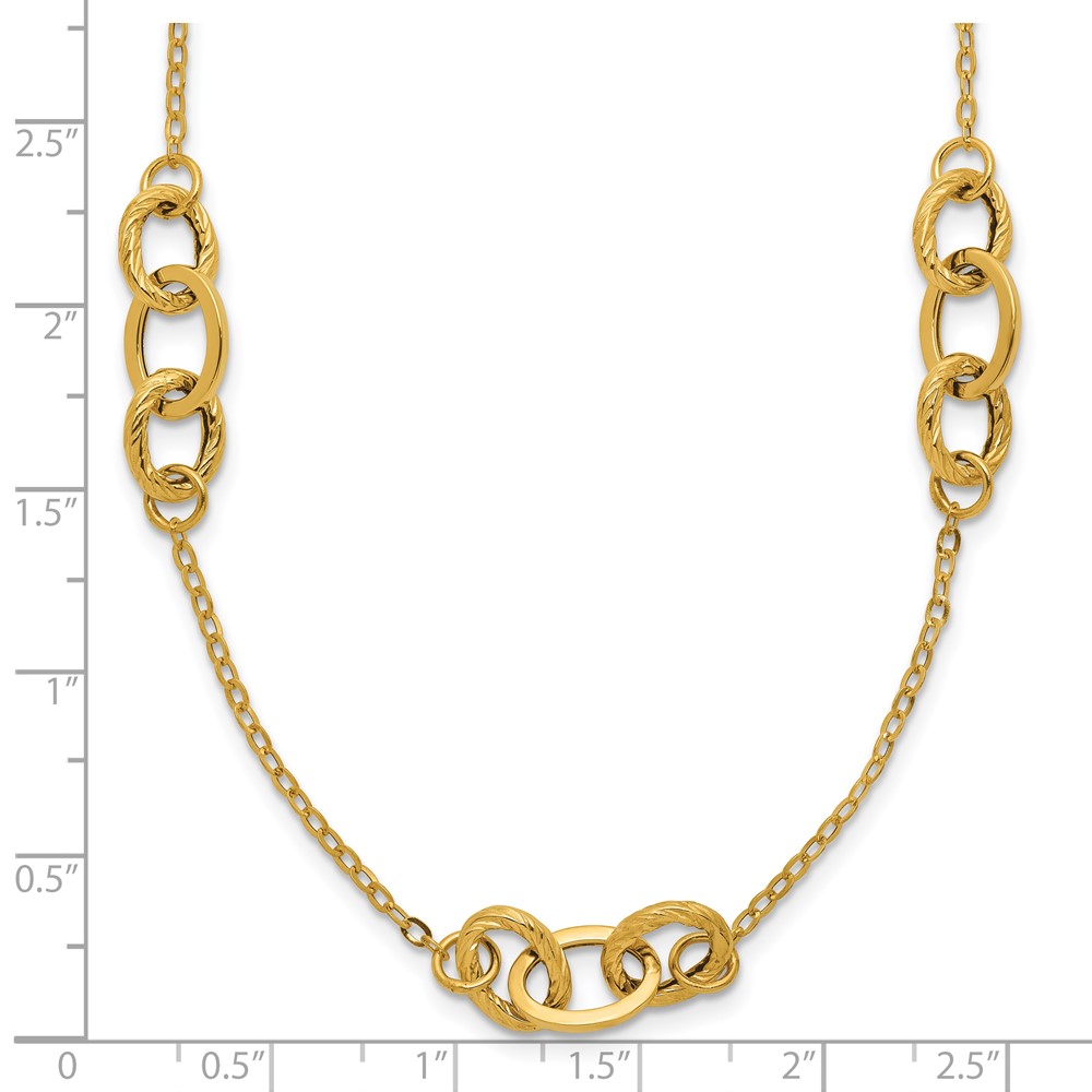 14k Polished Fancy Linked Ovals 5-Station 18 inch Necklace - 2