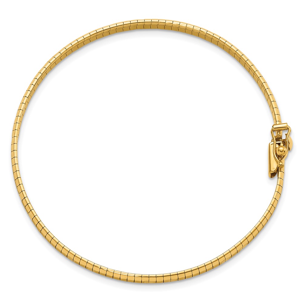 14K Polished and Satin Diamond-cut 4mm 7.5 inch Omega Bracelet - 1