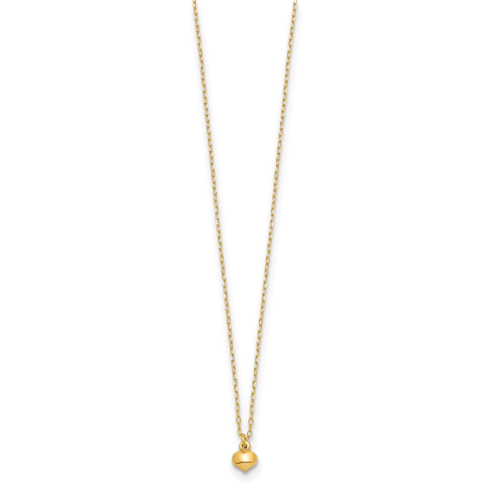 14k Polished Tiny Puffed Heart Pendant 16.5 inch Necklace - 1