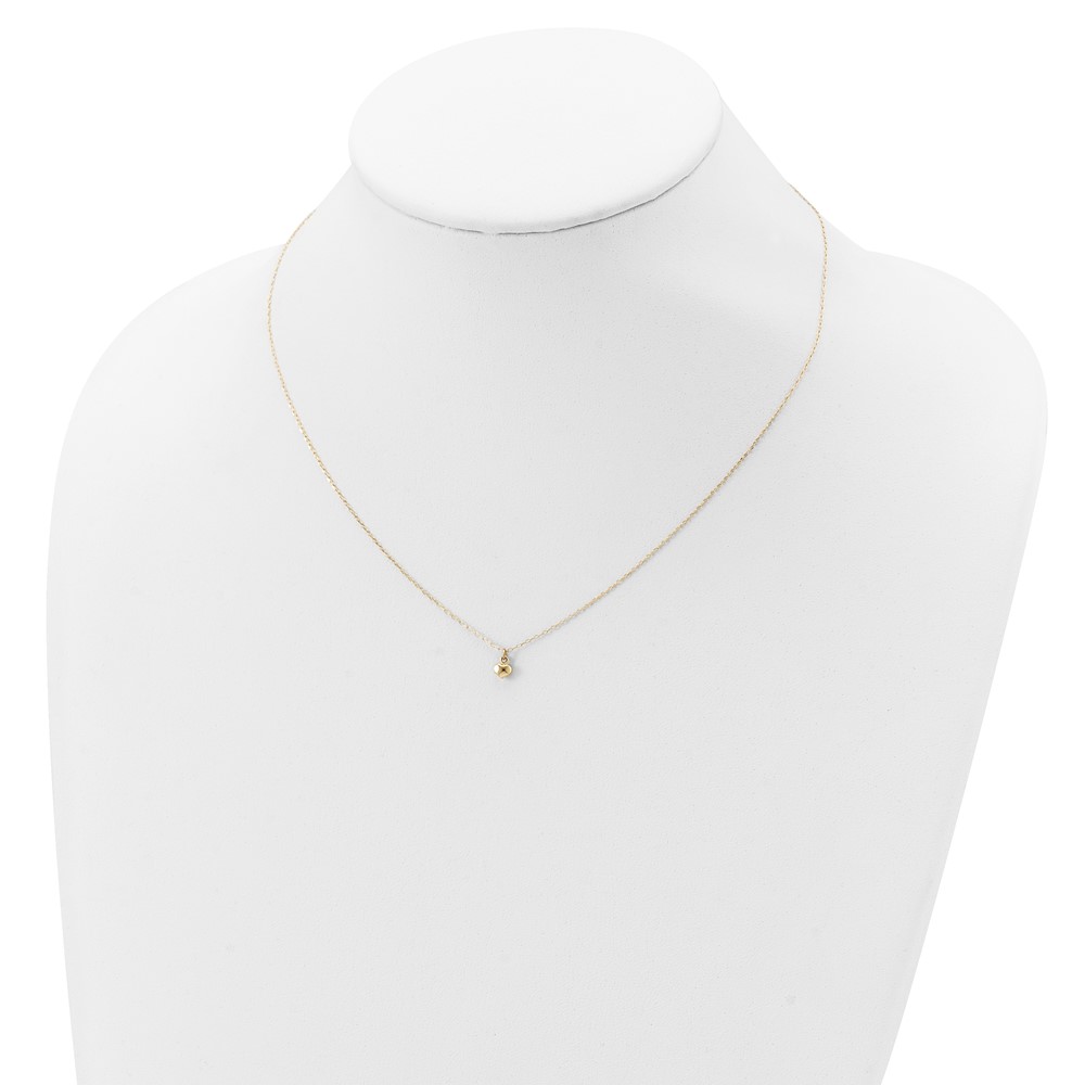 14k Polished Tiny Puffed Heart Pendant 16.5 inch Necklace - 3