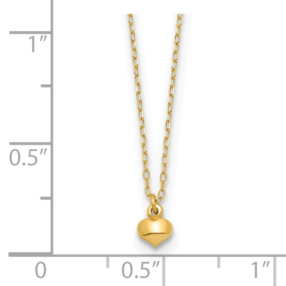 14k Polished Tiny Puffed Heart Pendant 16.5 inch Necklace - 2