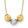14K Two-tone Polished Laser-cut Beads 17 inch Necklace - 0