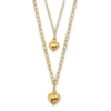 14K Double Layer Heart Link with Polished Puffed Hearts 16 inch Necklace Plus 2 inch Extender - 0