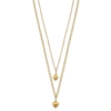 14K Double Layer Heart Link with Polished Puffed Hearts 16 inch Necklace Plus 2 inch Extender - 1