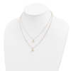 14K Double Layer Heart Link with Polished Puffed Hearts 16 inch Necklace Plus 2 inch Extender - 3