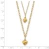 14K Double Layer Heart Link with Polished Puffed Hearts 16 inch Necklace Plus 2 inch Extender - 2