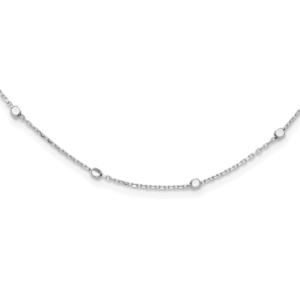14K White Gold Polished Cube Stations 16 inch Necklace Plus 2 inch Extender - 0