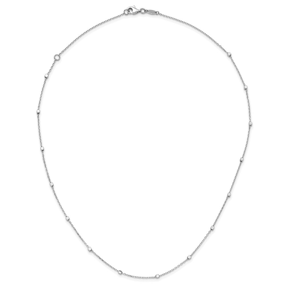14K White Gold Polished Cube Stations 16 inch Necklace Plus 2 inch Extender - 2