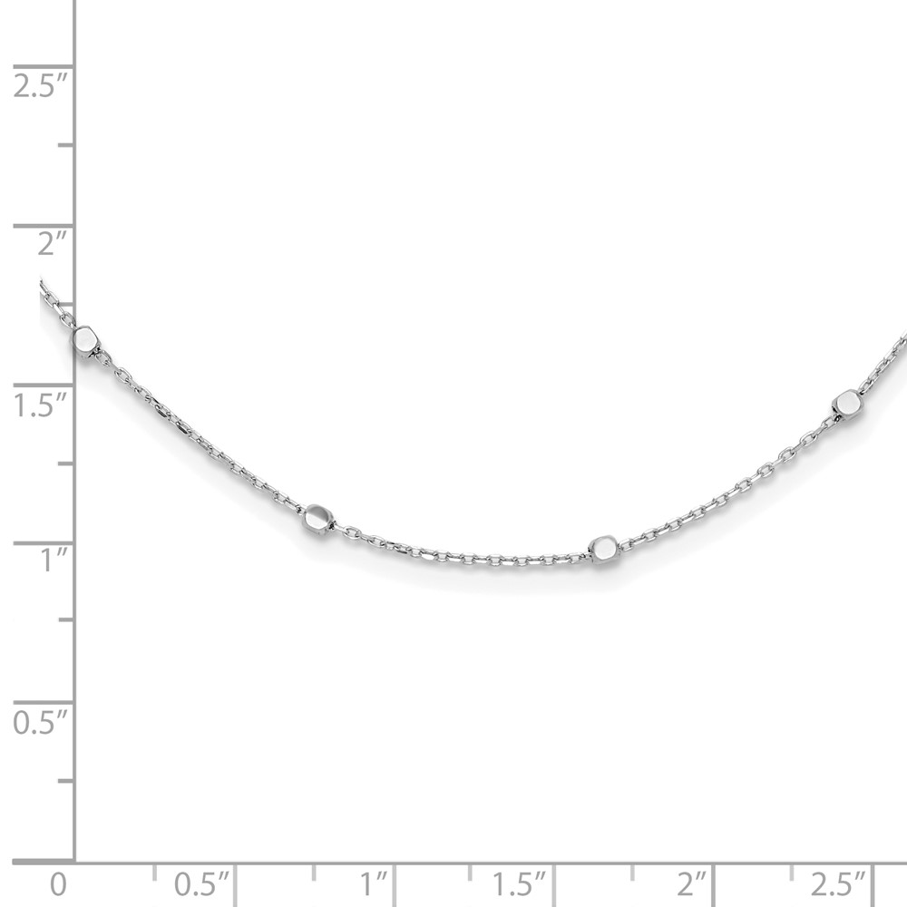 14K White Gold Polished Cube Stations 16 inch Necklace Plus 2 inch Extender - 3