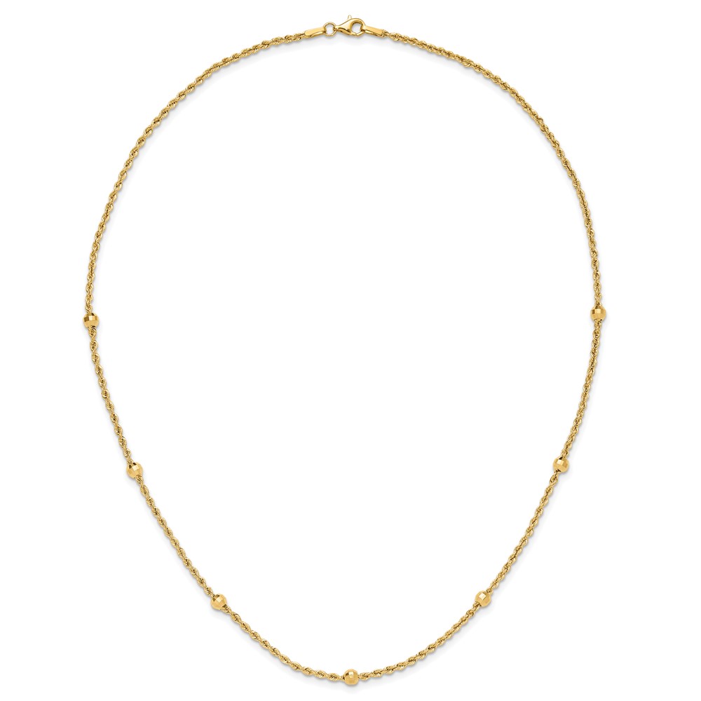 14k Mirror Beads and Diamond-cut Rope Chain 7-Station 18 inch Necklace - 2