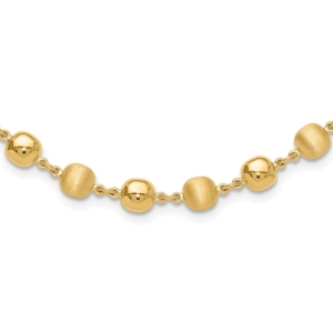 14K Polished and Satin 5.5mm Puffed Circles 17.75 inch Necklace - 0