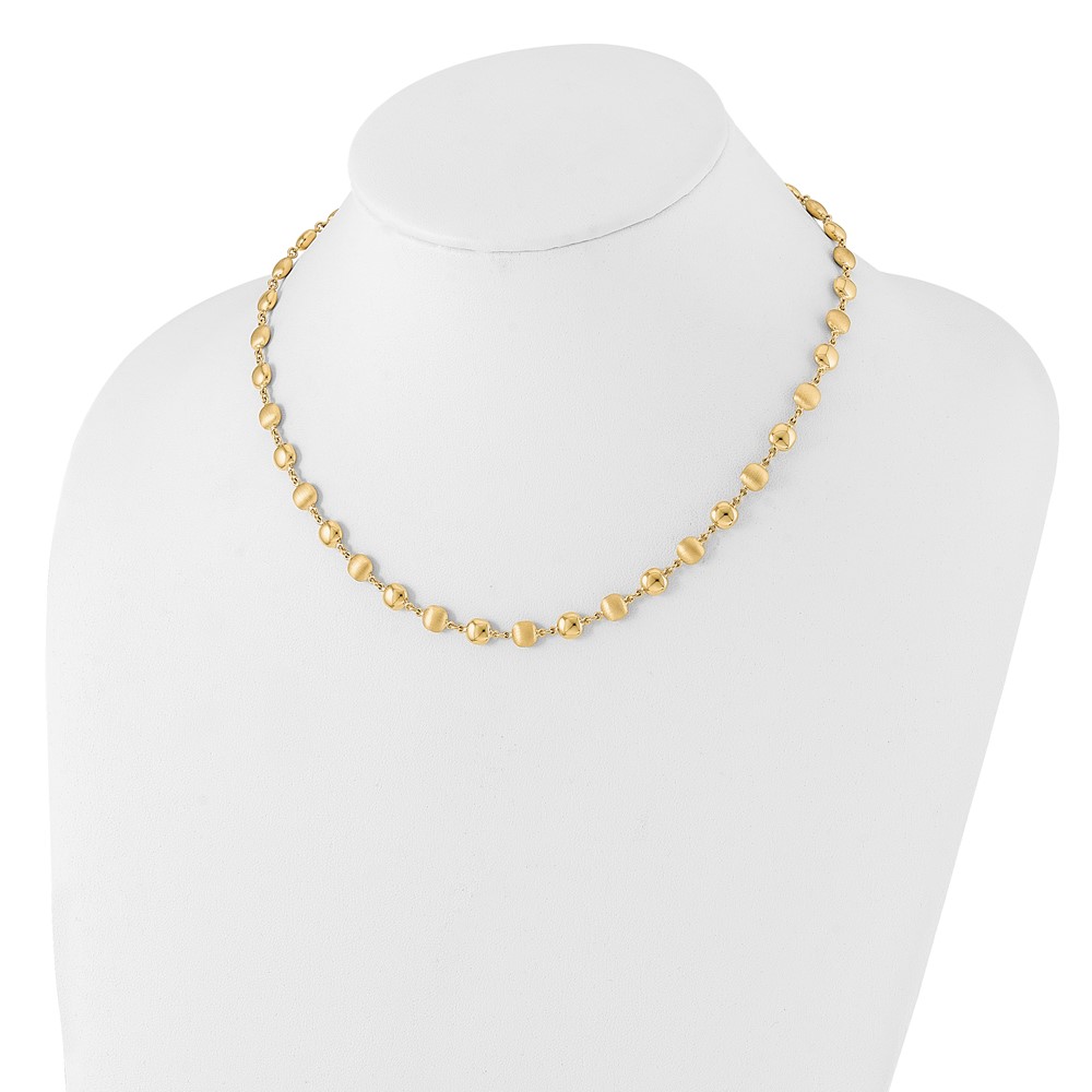 14K Polished and Satin 5.5mm Puffed Circles 17.75 inch Necklace - 1