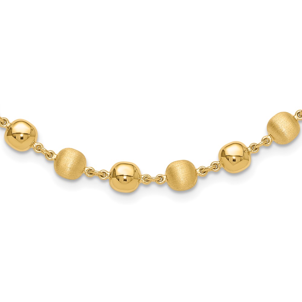 14K Polished and Satin 5.5mm Puffed Circles 17.75 inch Necklace - 0
