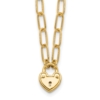 14K Polished Heart Lock Charm Paperclip Link 17.25 inch Necklace - 0