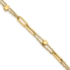 14K Polished and Beaded 2-Strand with Fancy Paperclip Link 7.5 Inch Bracelet - 0